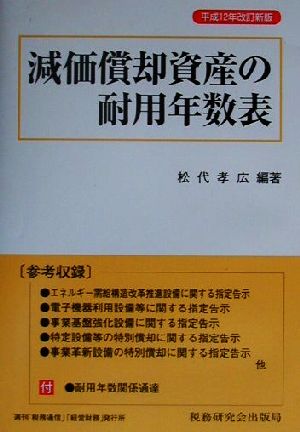 減価償却資産の耐用年数表(平成12年度)