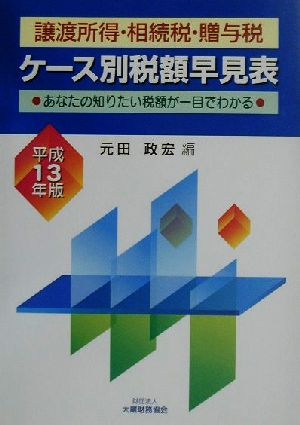 譲渡所得・相続税・贈与税 ケース別税額早見表(平成13年版) 譲渡所得・相続税・贈与税 あなたの知りたい税額が一目でわかる