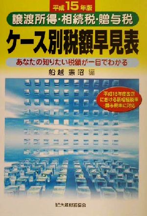 譲渡所得・相続税・贈与税 ケース別税額早見表(平成15年版) 譲渡所得・相続税・贈与税 あなたの知りたい税額が一目でわかる