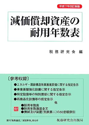 減価償却資産の耐用年数表(平成17年)