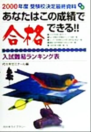 あなたはこの成績で合格できる!! 入試難易ランキング表(2000年度) 受験校決定最終資料