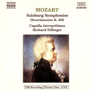 モーツァルト:弦楽のためのディヴェルティメント(ザルツブルク交響曲)
