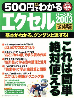 500円でわかるエクセル2003