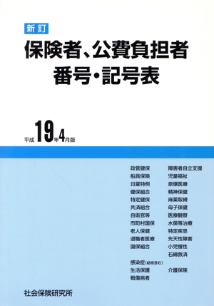 保険者公費負担者番号記号表 平19年4月