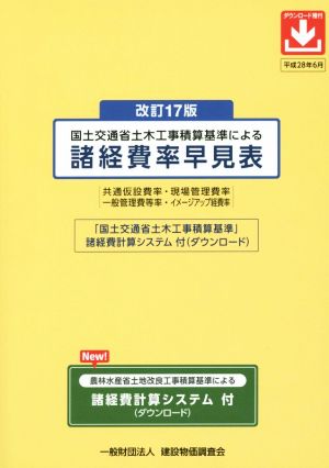 国土交通省土木工事積算基準による諸経費率早見表 改訂17版(平成28年6月)