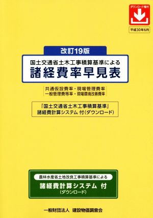 国土交通省土木工事積算基準による諸経費率早見表 改訂19版 共通仮設費率・現場管理費率 一般管理費等率・現場環境改善費率