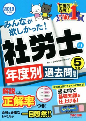 社労士の年度別過去問題集5年分 2分冊(2019年度版) みんなが欲しかった！