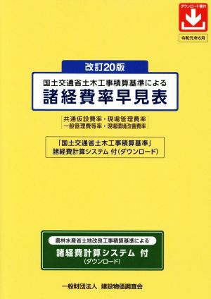 国土交通省土木工事積算基準による諸経費率早見表 改訂20版 共通仮設費率・現場管理費率 一般管理費等率・現場環境改善費率