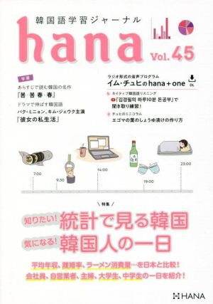 hana(Vol.45) 韓国語学習ジャーナル 知りたい！統計で見る韓国 気になる！韓国人の一日